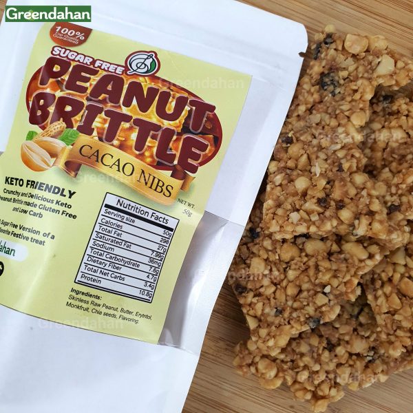 Peanut Brittle SUGAR-FREE (with Cacao Nibs) - Keto / Low Carb Friendly, Monkfruit Sweetened - Image 2