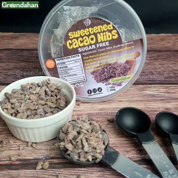 Sugar Free Sweetened Cacao Nibs (with Stevia) 175g - Keto Friendly, NO MALTODEXTRIN, Non GMO - Image 2