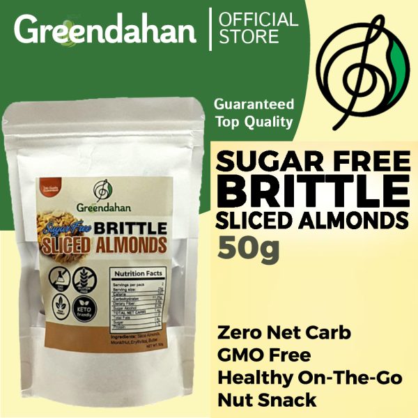 Sugar-Free Brittle Sliced Almonds with Sesame seeds 50g - Keto/Low carb Friendly, Gluten-Free