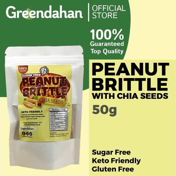 Peanut Brittle SUGAR FREE (with Chia Seeds) -Keto / Low Carb Friendly, Monkfruit Sweetened